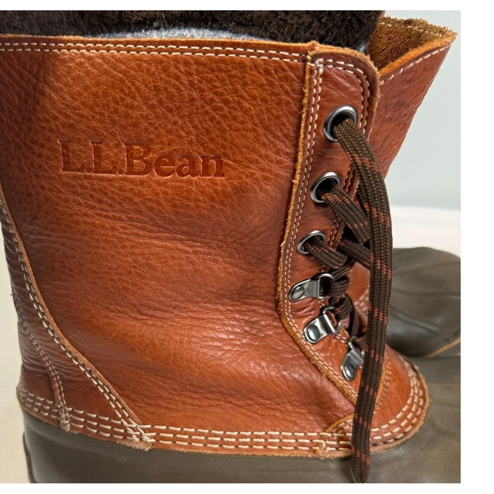 L.L. Bean Brown Leather and Olive Rubber Duck Boots